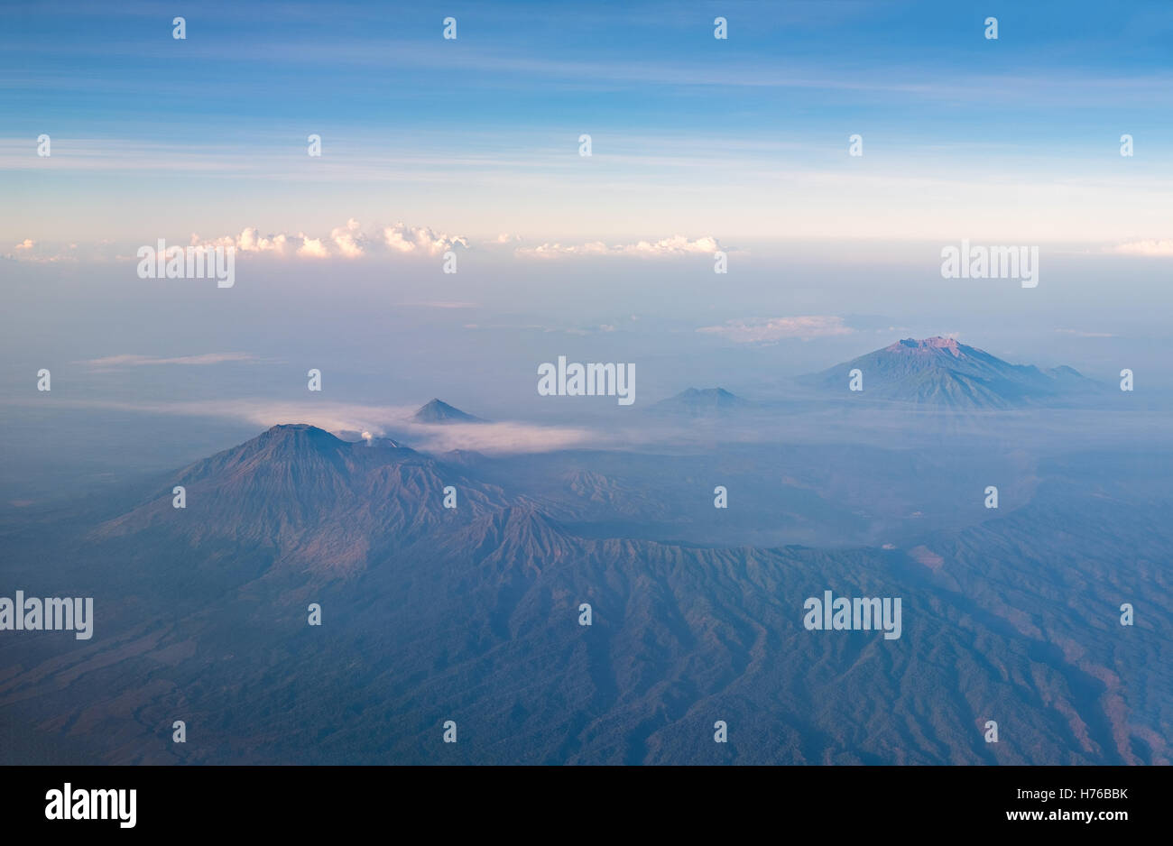 Mount Ijen and Mount Ruang, East Java, Indonesia Stock Photo