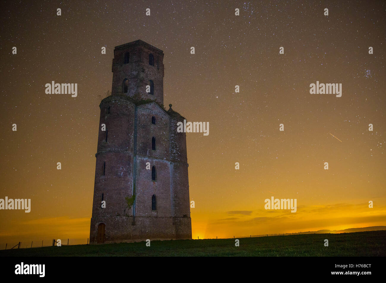 Astro photography at Horton Tower, Dorset, searching for the Northern Lights Stock Photo