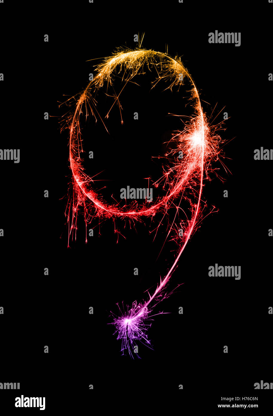 9.Digit nine made of firework sparklers at night background Stock Photo Alamy