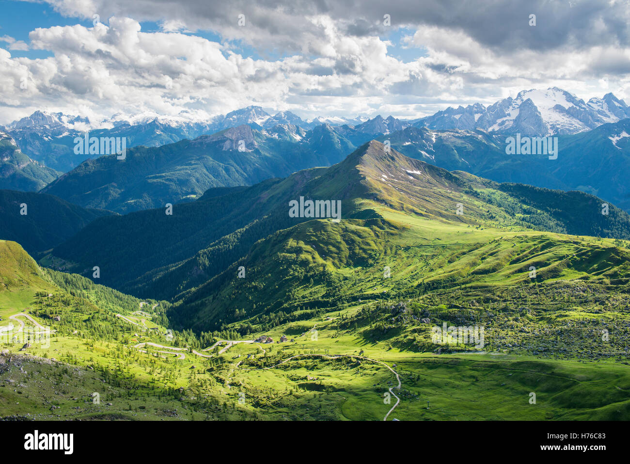 View from Nuvolau summit at the Dolomites, Italy. Stock Photo