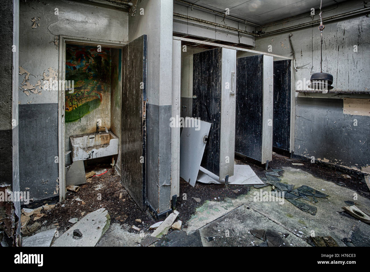 Abandoned toilets, urban exploration, hdr Stock Photo Alamy