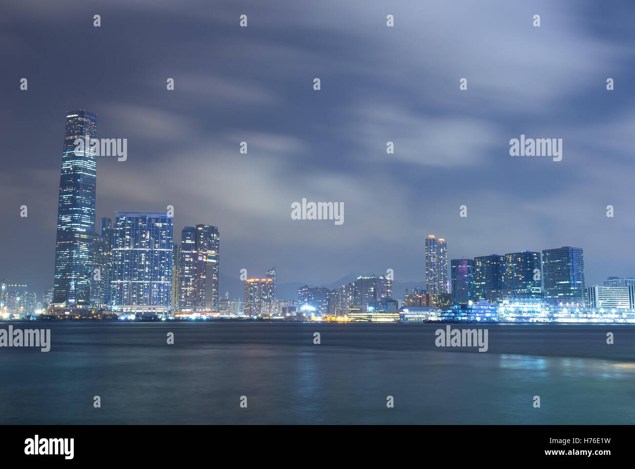 Skyline of Hong Kong city at night Stock Photo - Alamy