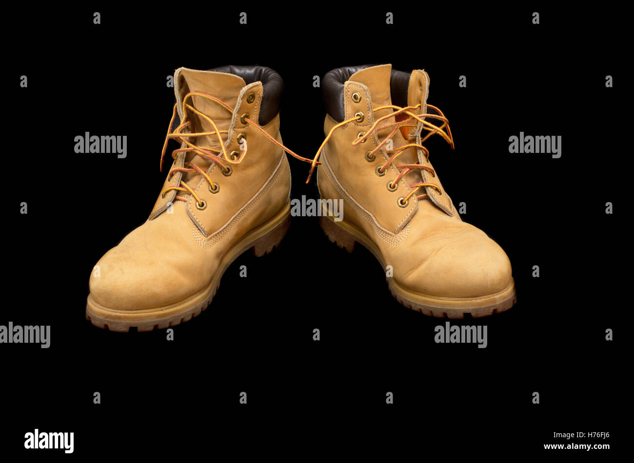 black and yellow work boots