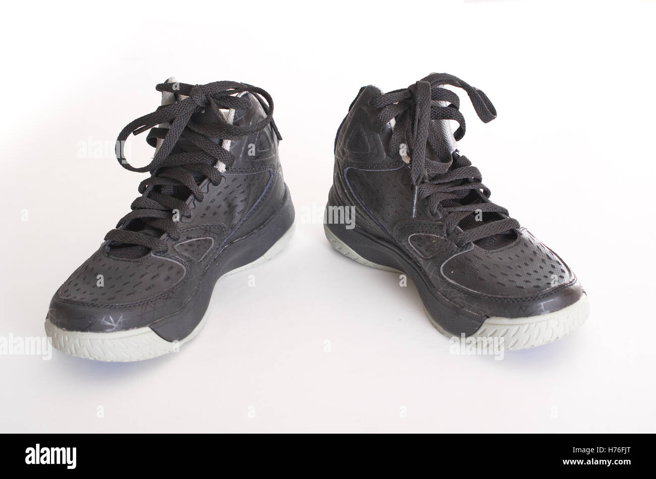 black leather basketball shoes