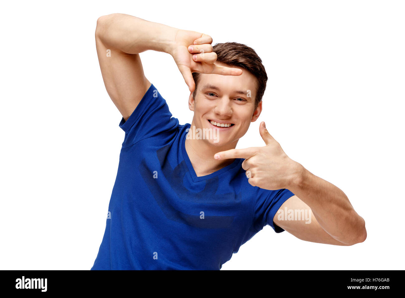 Handsome man isolated over white background Stock Photo - Alamy