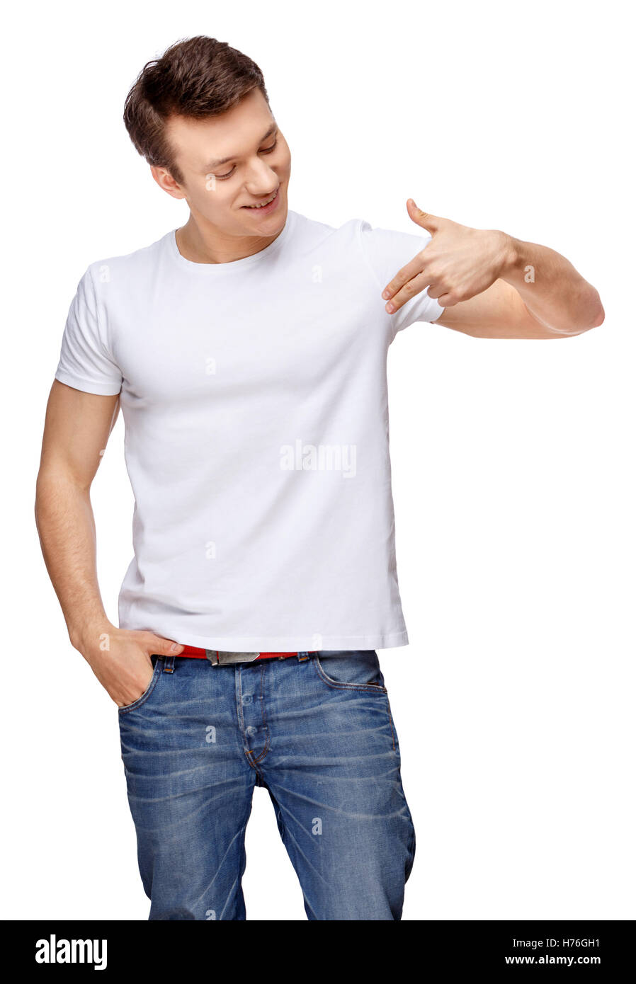 Handsome man isolated over white background Stock Photo - Alamy