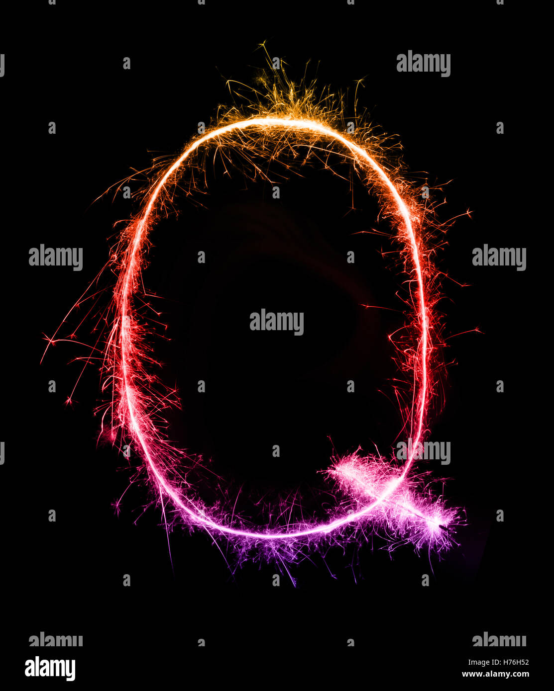 Sparkler firework light alphabet Q (Capital Letters) at night background Stock Photo