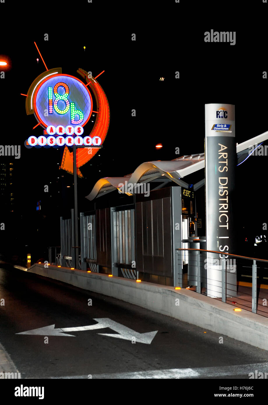 Signage for the 18b Arts District in Downtown Las Vegas Nevada Stock