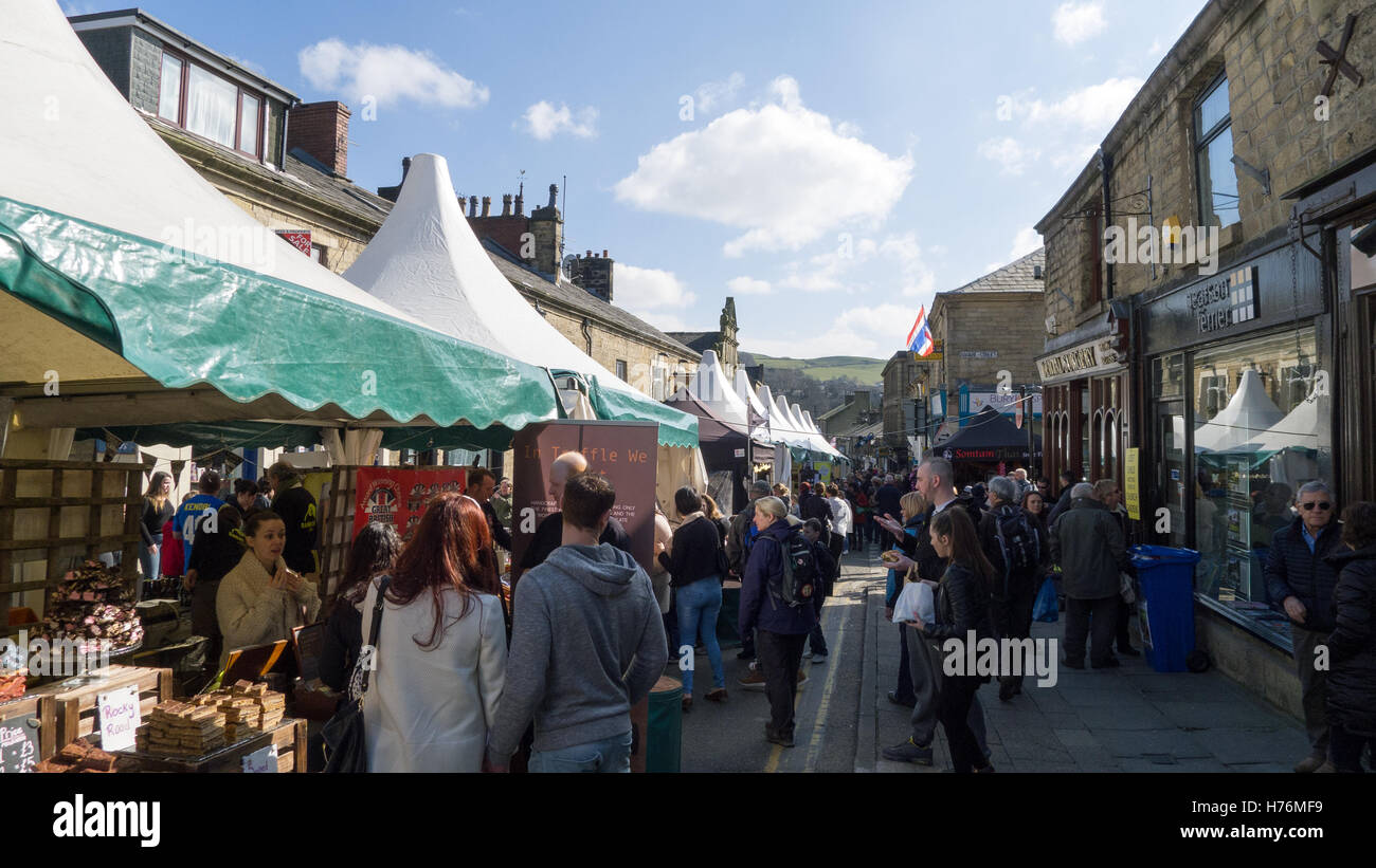 Large crowd at festival in Ramsbottom, Lancashire Stock Photo