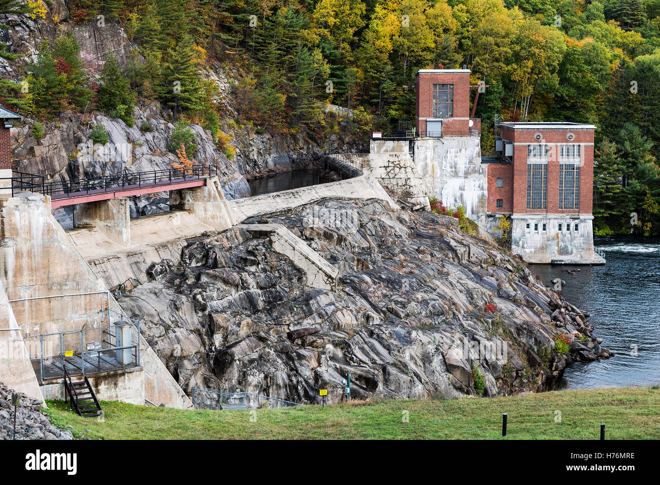 The Conklingville Dam, in Hadley, Saratoga County, New York, USA Stock