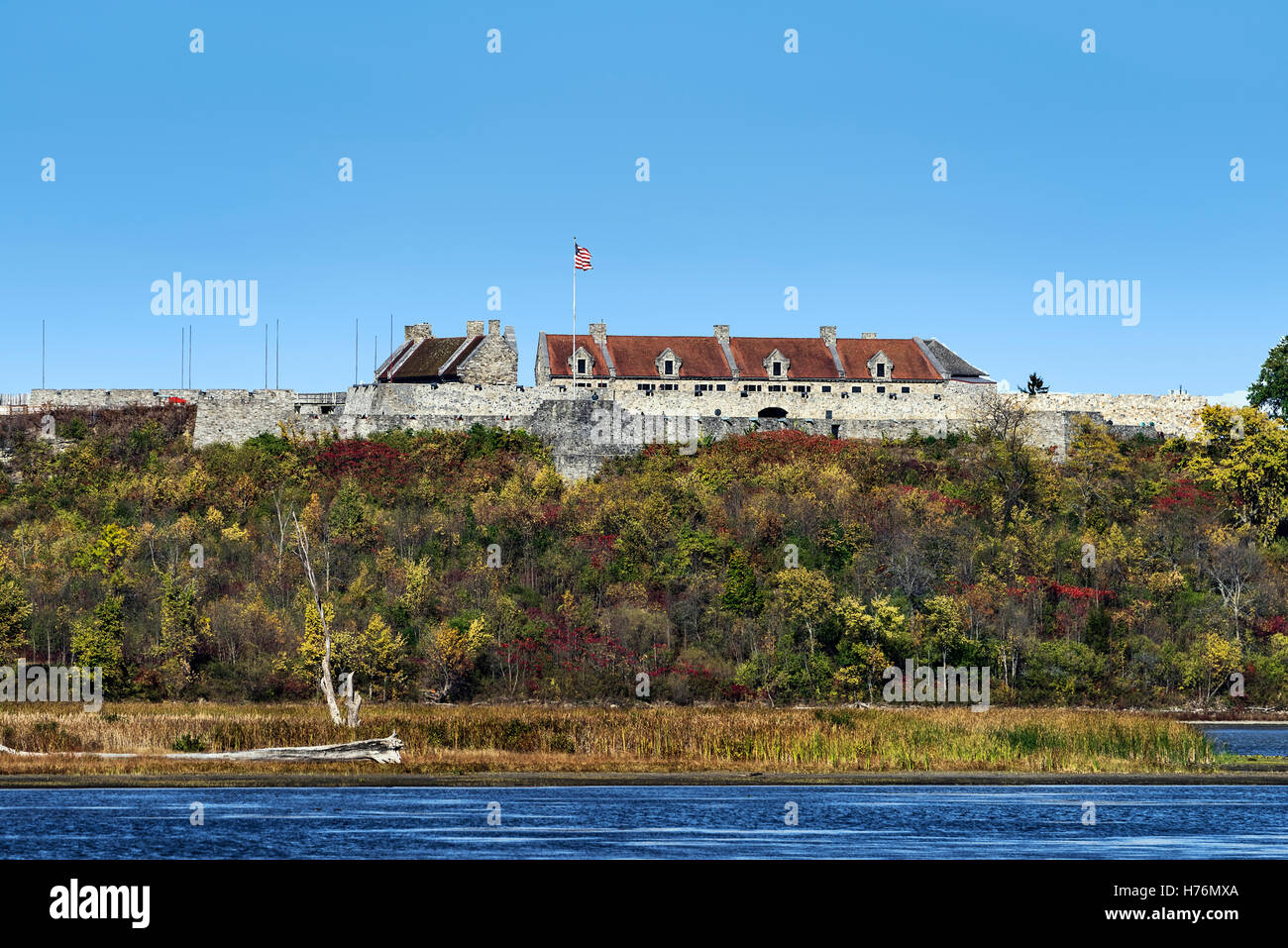 Fort Ticonderoga overlooking Lake Champlain, New York, USA Stock Photo