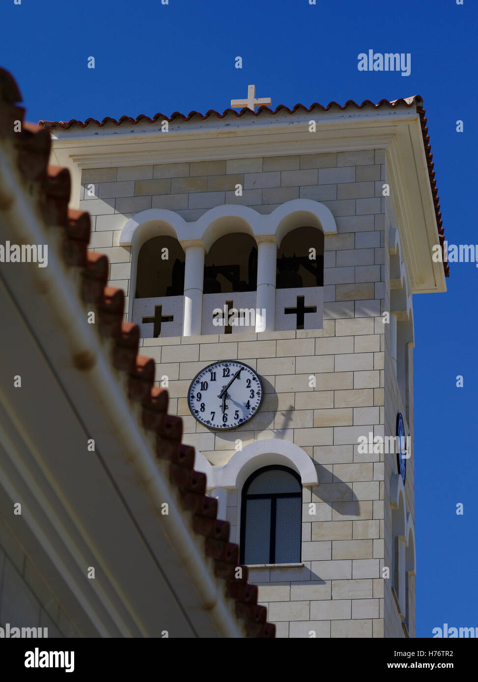 Church of Ayios Nicholaou, Episkopou, Nicosia, Cyprus. Clock tower
