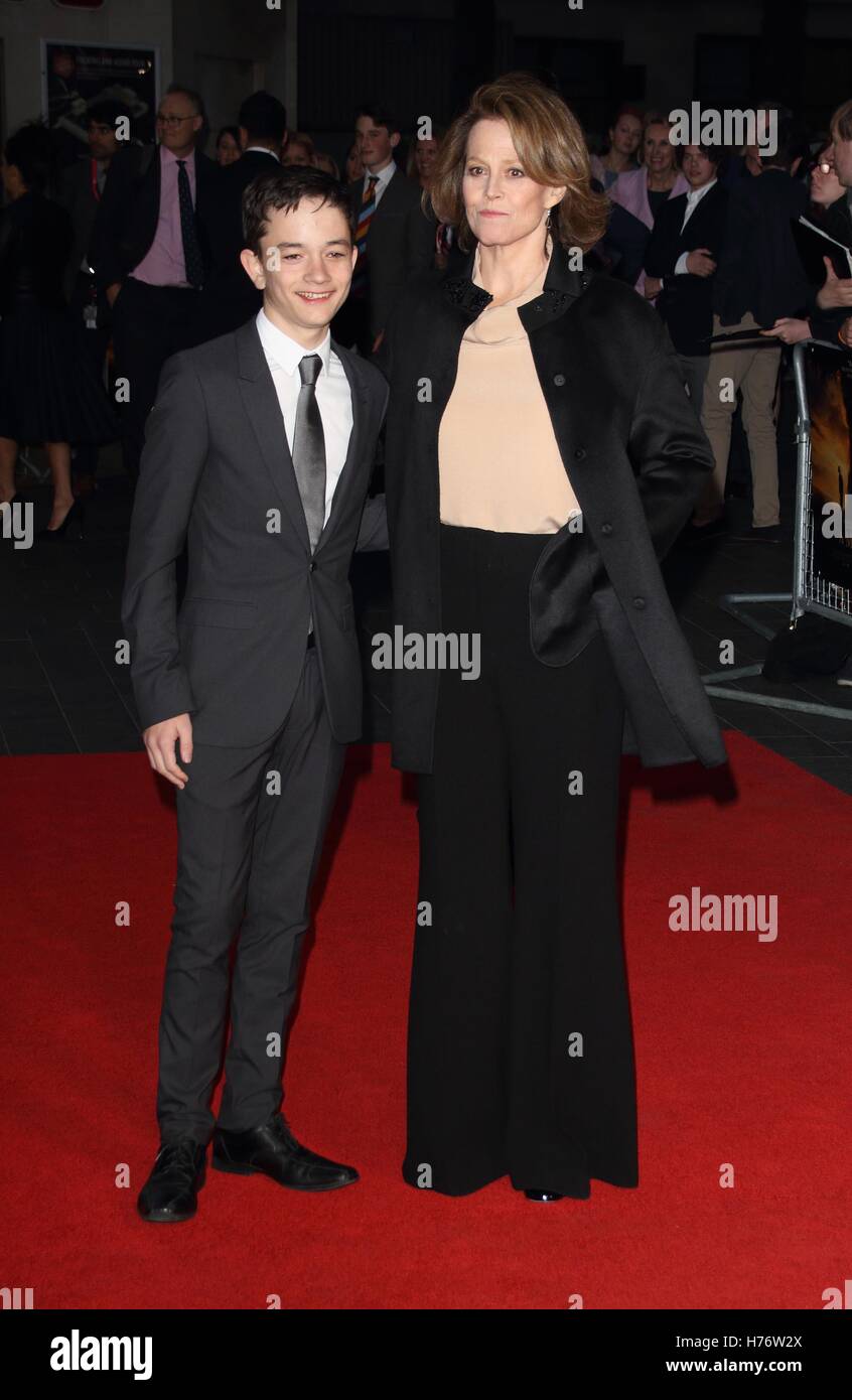 London, UK. Sigourney Weaver and Lewis MacDougall at the 60th BFI ...