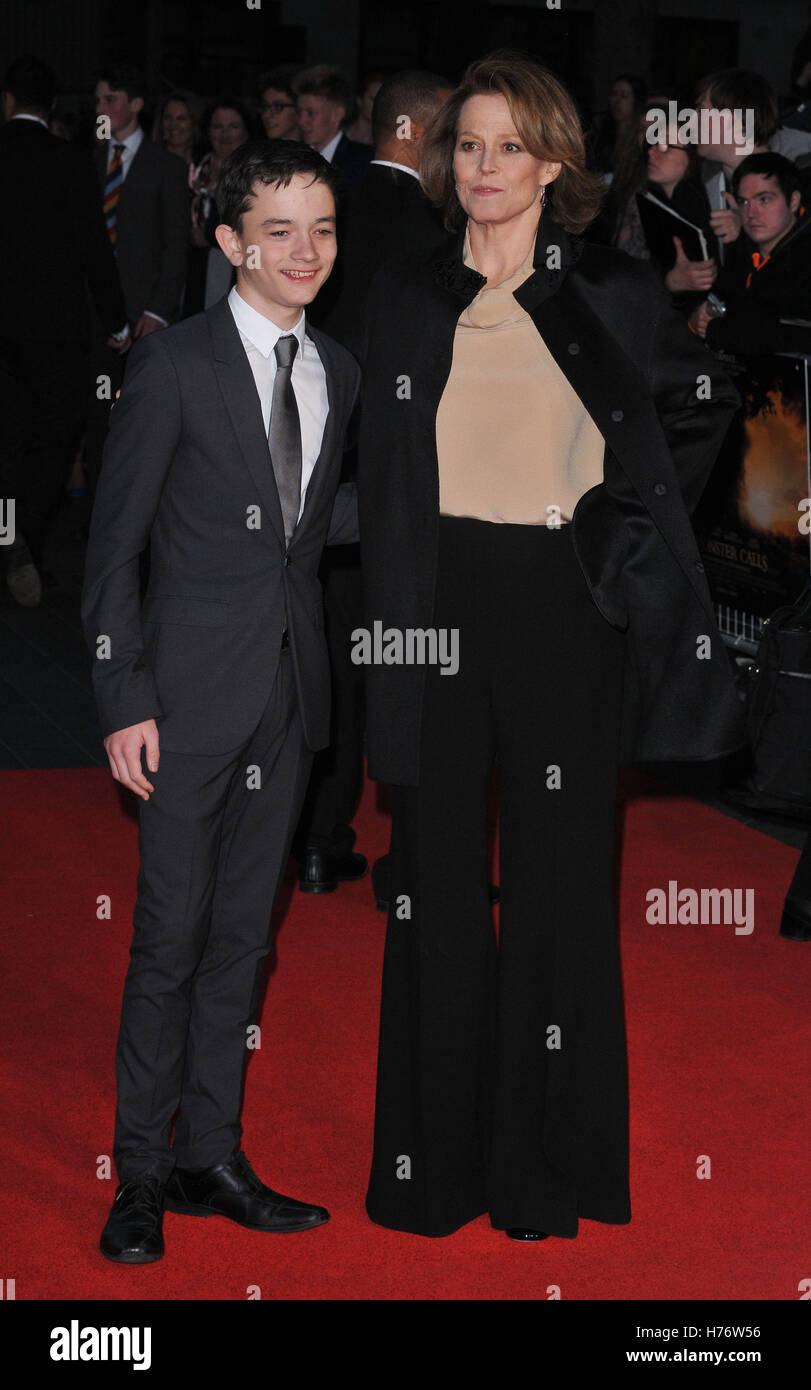 London, UK Lewis MacDougall and Sigourney Weaver at the 60th BFI London ...