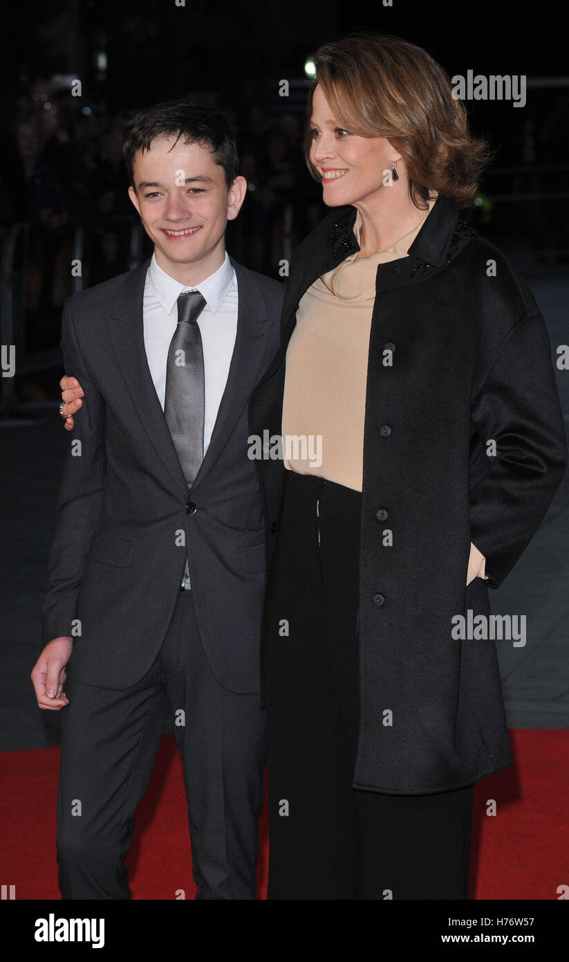 London, UK Lewis MacDougall and Sigourney Weaver at the 60th BFI London ...