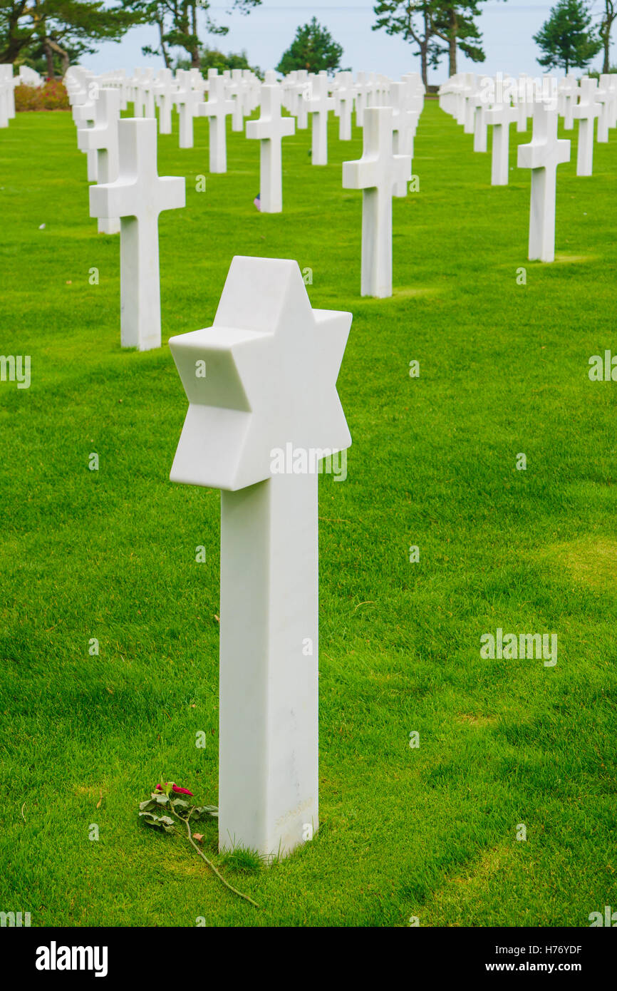 American World War II Cemetery in Colleville-sur-Mer (near Omaha Beach), Normandy, France Stock Photo