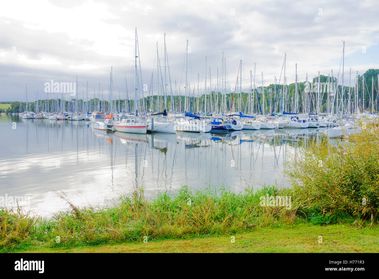 Marina with yachts near Saint-Molf, Loire-Atlantique, France Stock Photo