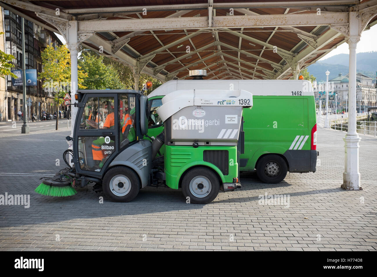 Bilbao Garbi Waste Collection or Garbage Truck Stock Photo