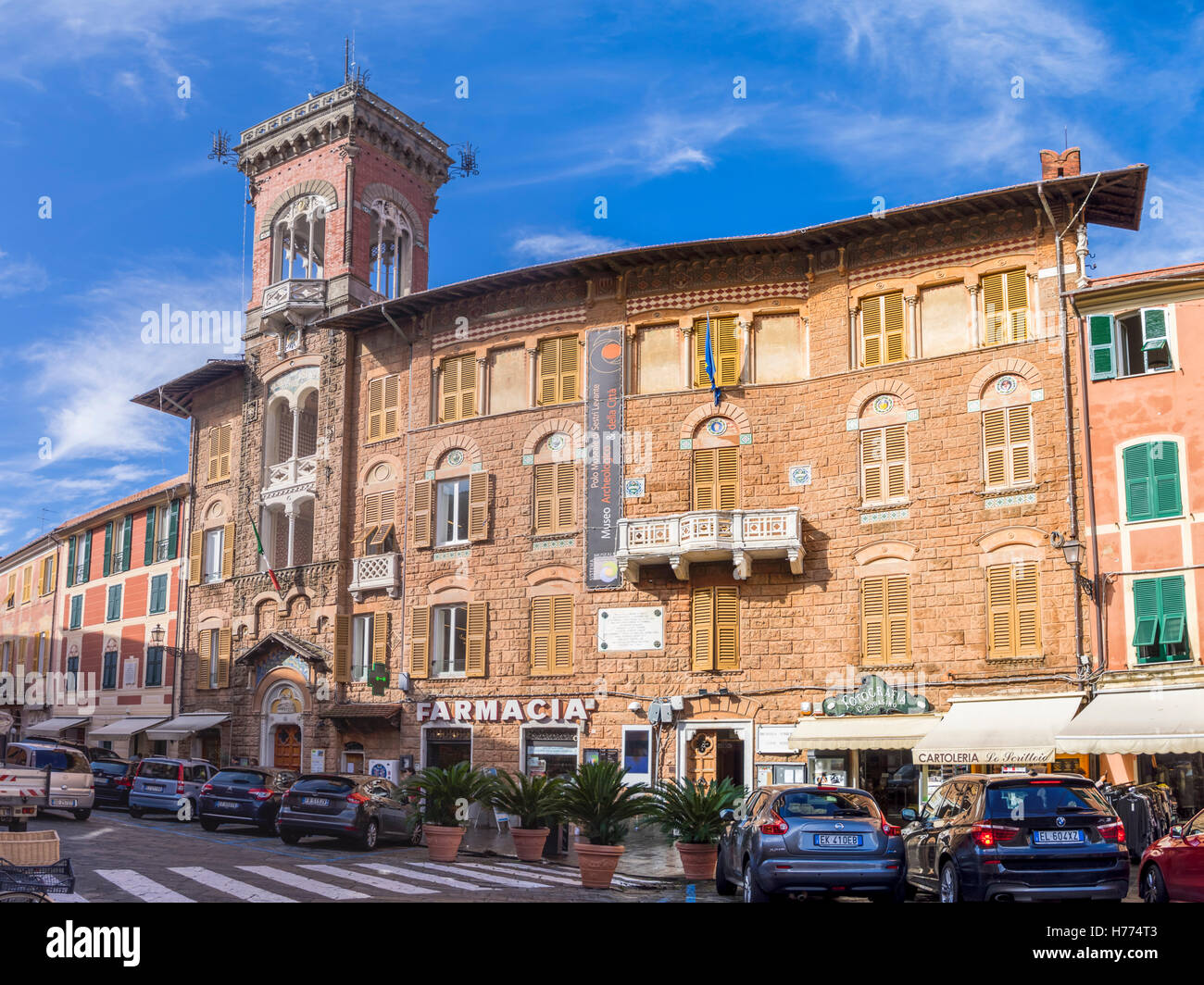Palazzo Fascie Rossi, a medieval mansion in the town center of Sestri Levante, Liguria, Italy Stock Photo