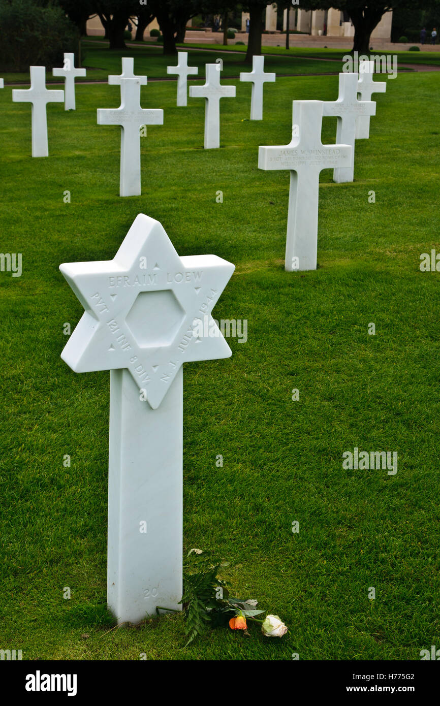 COLLEVILLE-SUR-MER, FRANCE - SEPTEMBER 21: The American World War II Cemetery in Colleville-sur-Mer, Normandy, France, on Septem Stock Photo