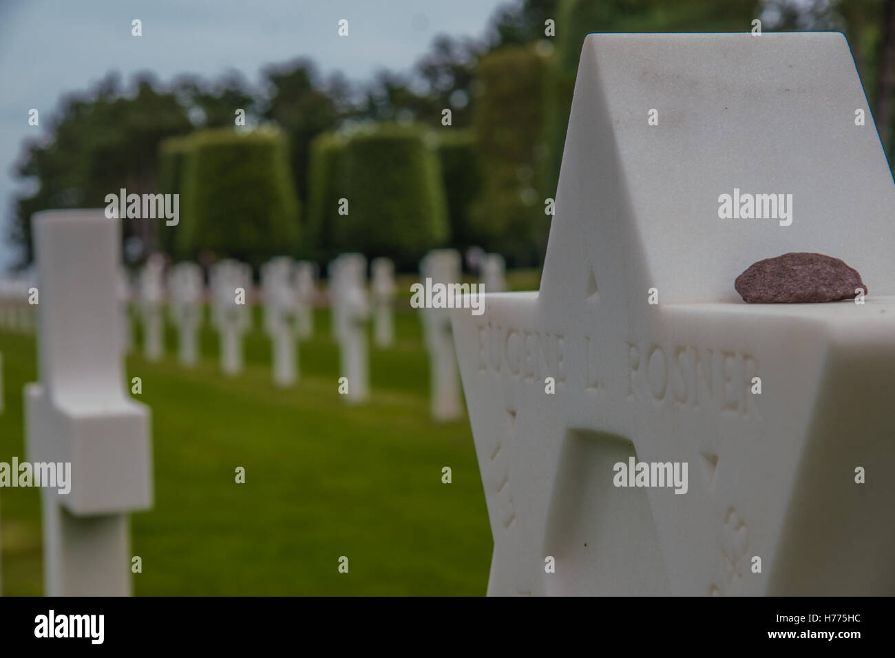 COLLEVILLE-SUR-MER, FRANCE - SEPTEMBER 21: The American World War II Cemetery in Colleville-sur-Mer, Normandy, France, on Septem Stock Photo