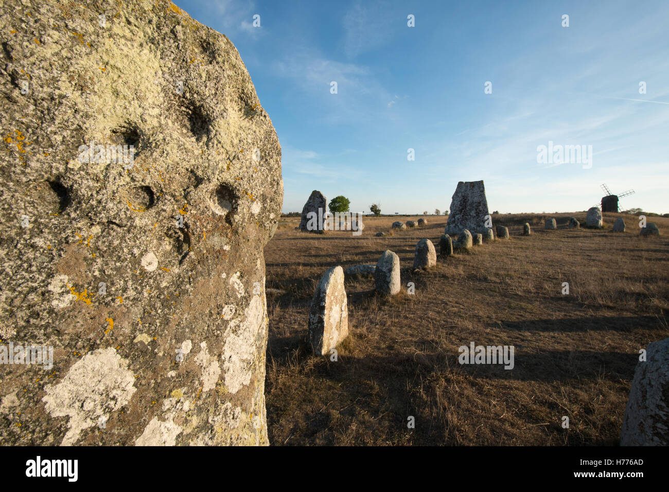 Viking stone ship burial ground of Gettlinge, Oland, Southeast Sweden