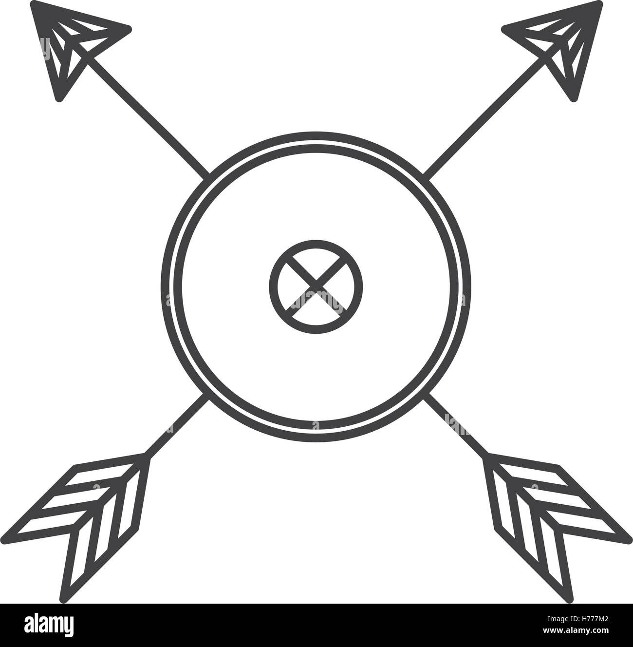 silhouette with circle over arrows vector illustration Stock Vector ...
