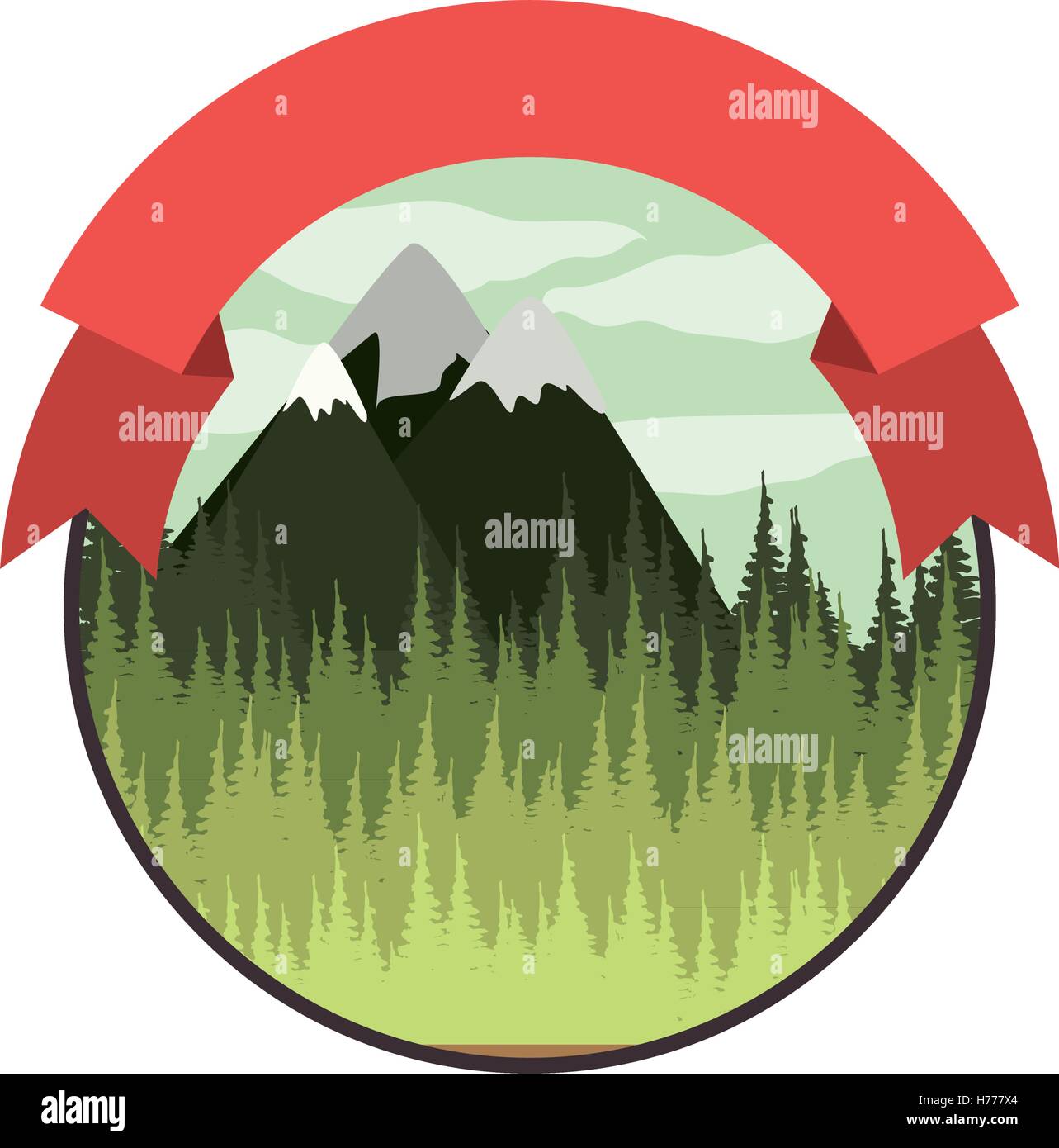 Landscape Ribbon colorful mountain landscape with ribbon vector illustration Stock ...