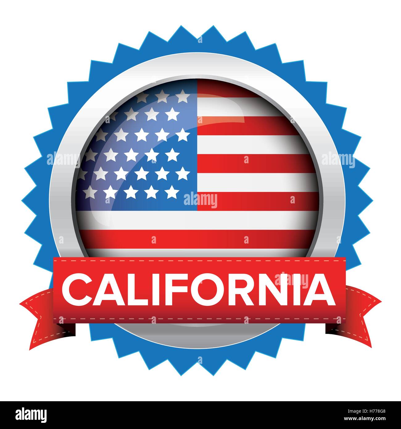 California and USA flag badge vector Stock Vector