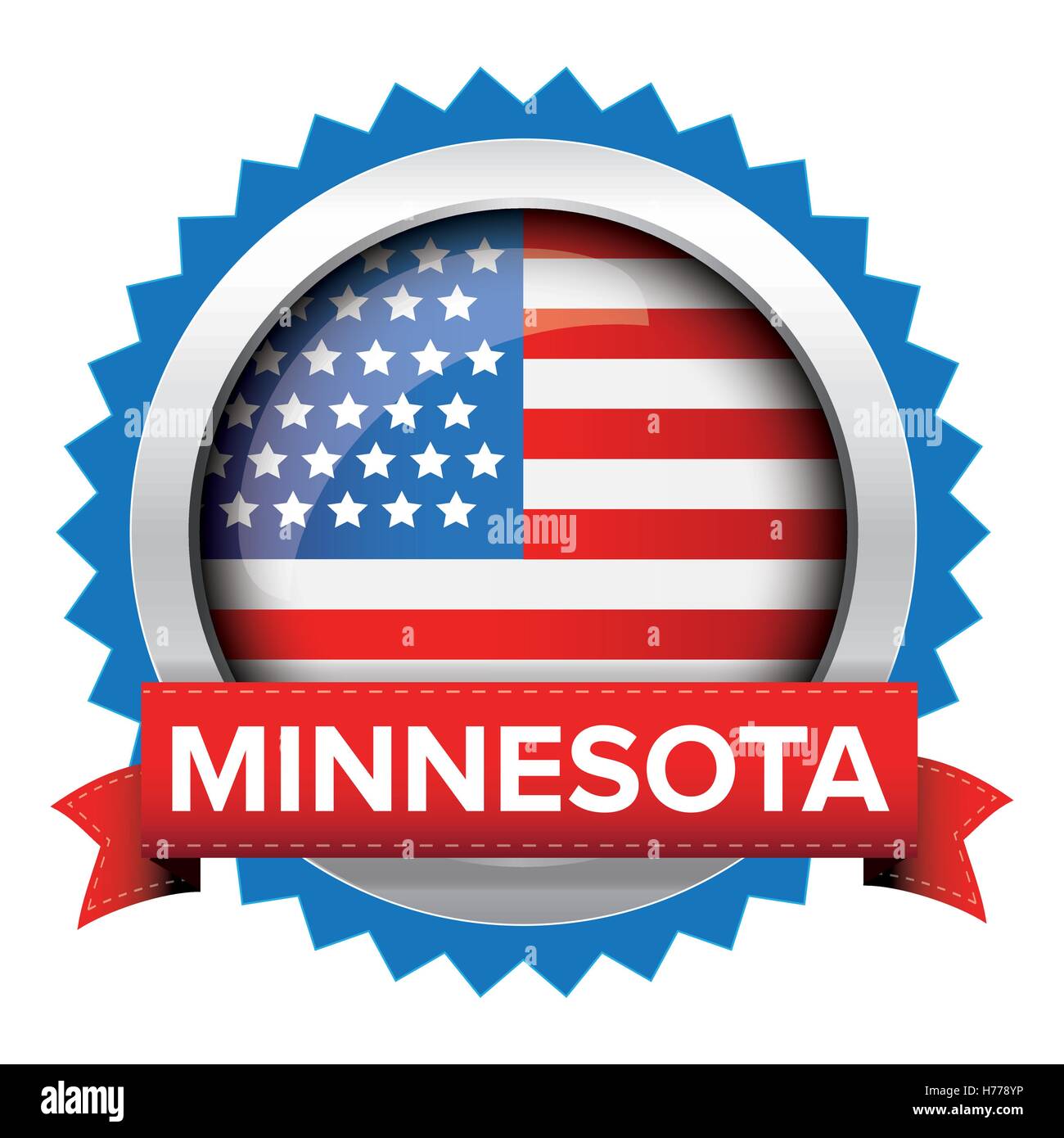 Minnesota and USA flag badge vector Stock Vector