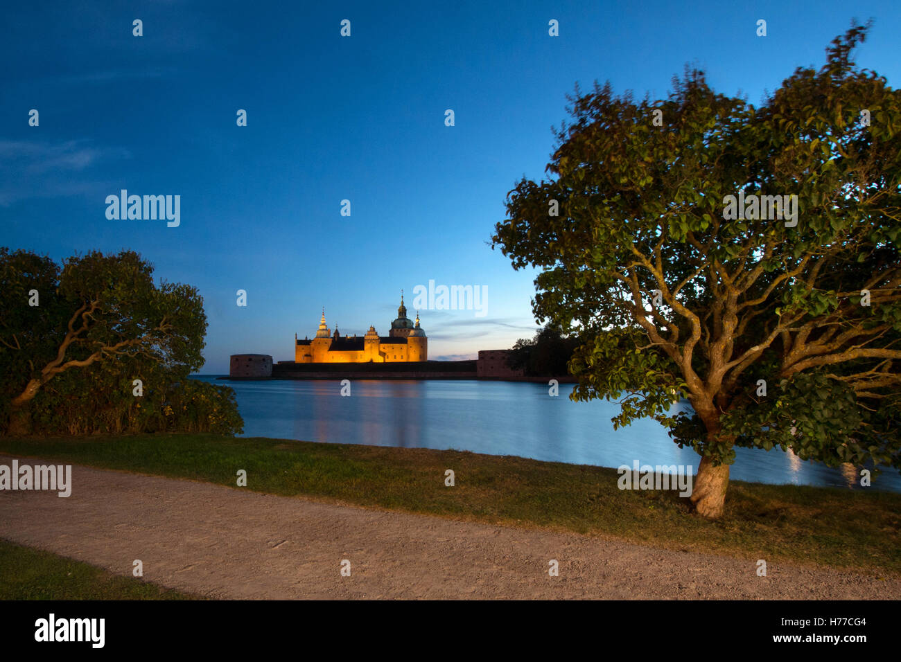 Kalmar Castle at night, Sweden Stock Photo