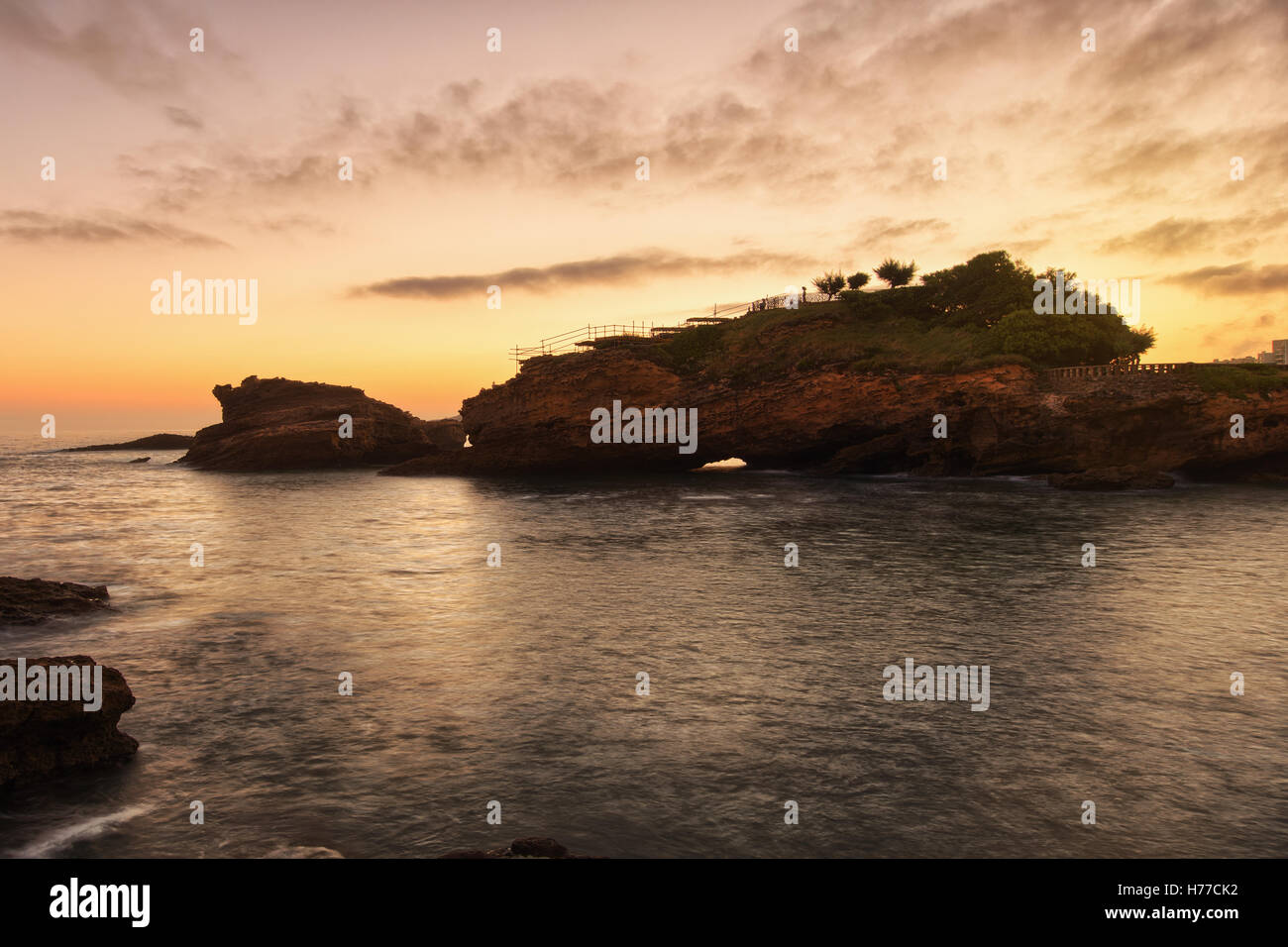 Coastal sunrise, Biarritz, France Stock Photo