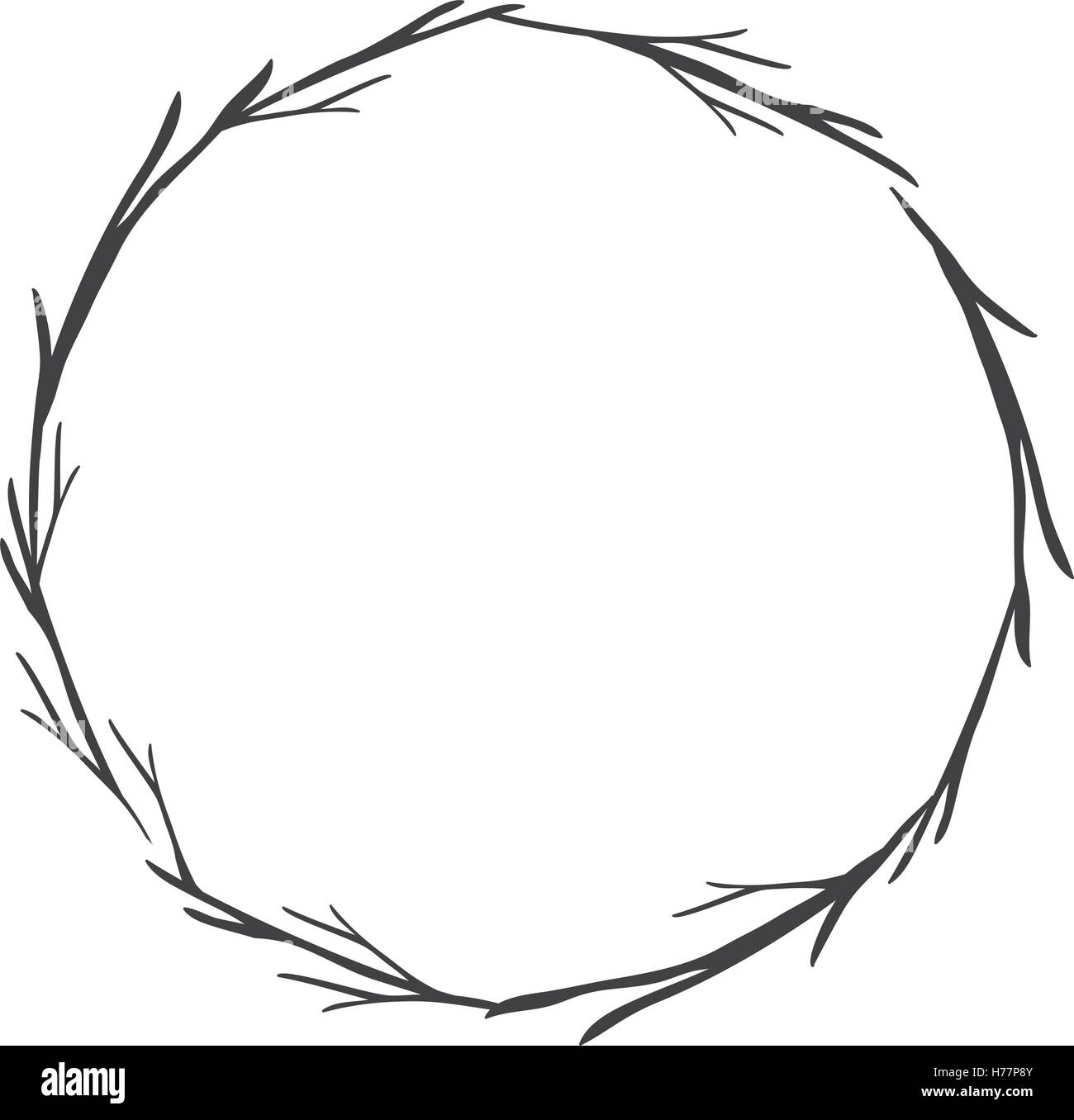 gray scale decorative crown branch vector illustration Stock Vector