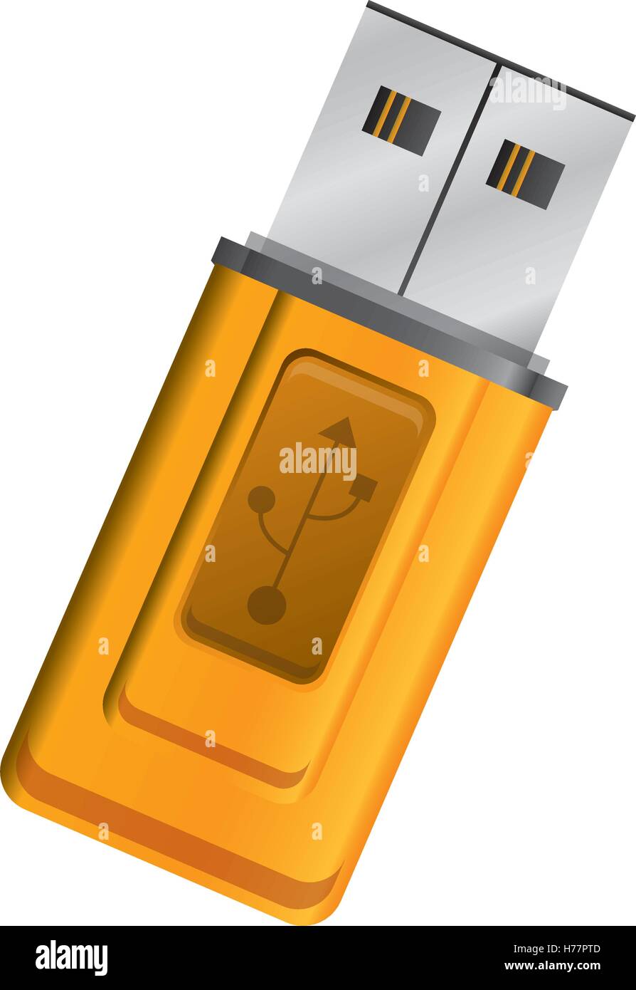 silhouette yellow usb memory drive vector illustration Stock Vector ...