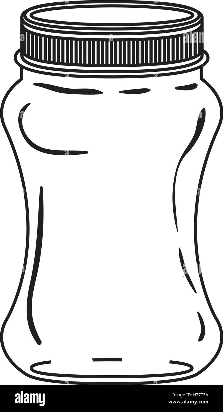 silhouette curved glass container with lid vector illustration Stock