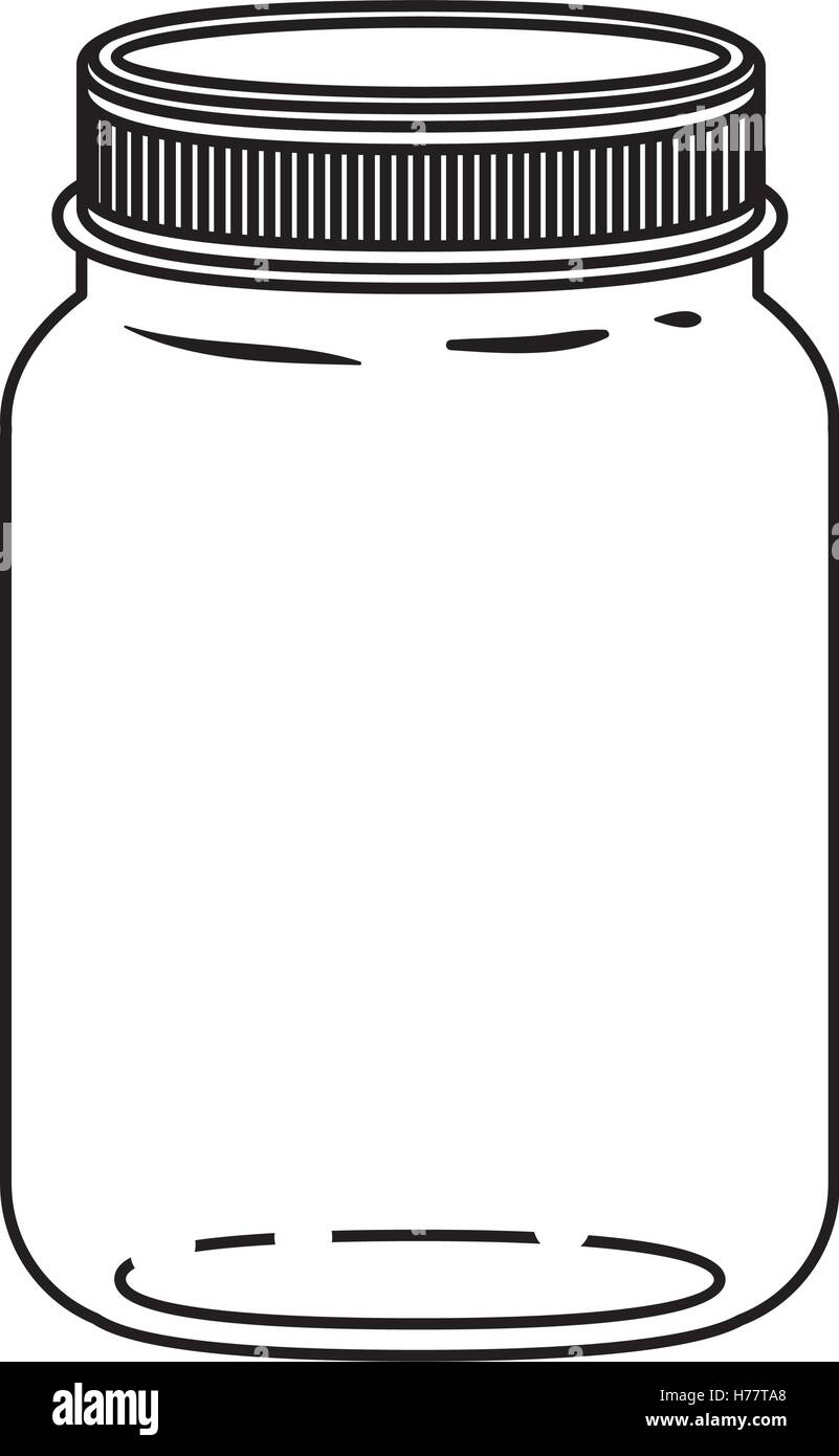 silhouette jar of jam with lid vector illustration Stock Vector Image