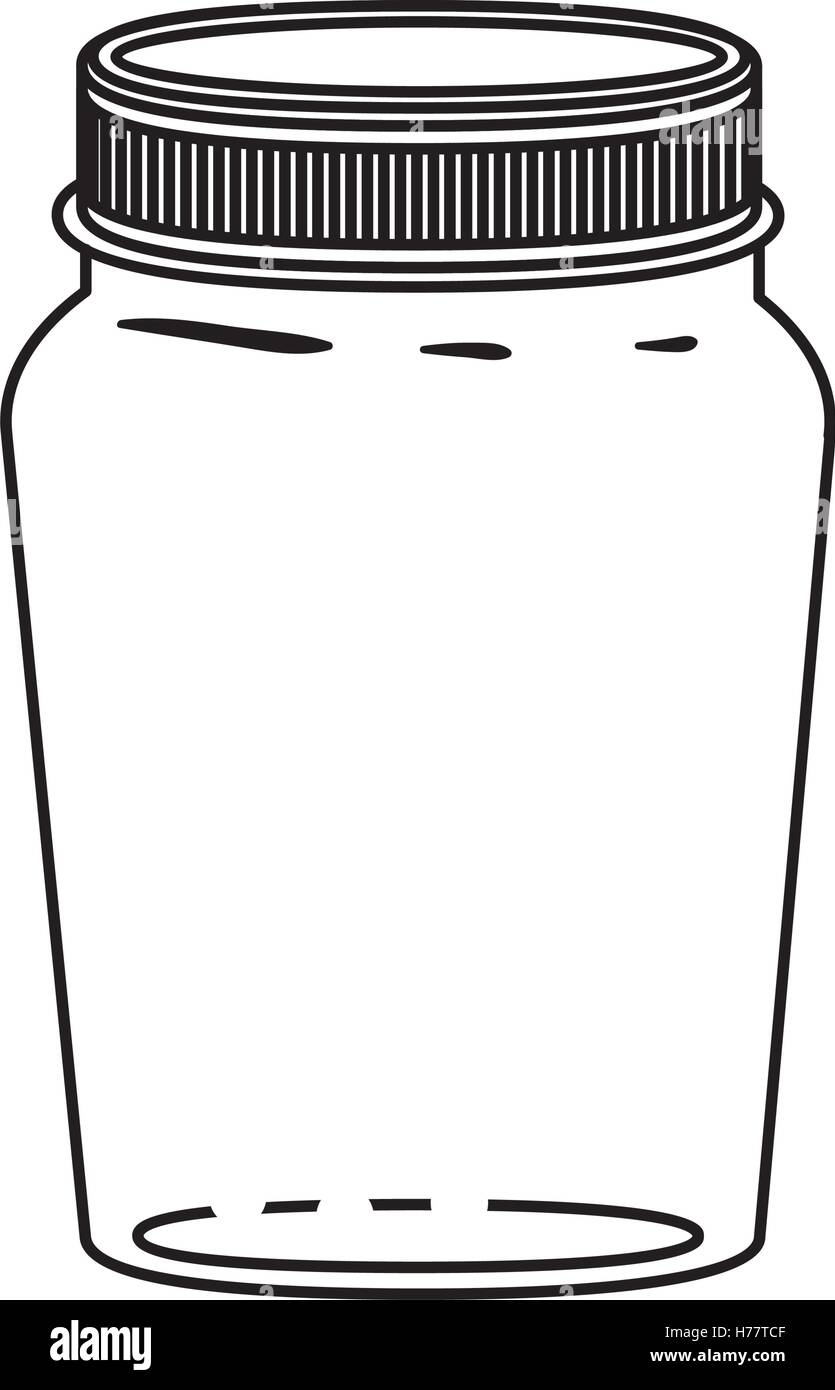 silhouette jar of jam with lid vector illustration Stock Vector Image ...