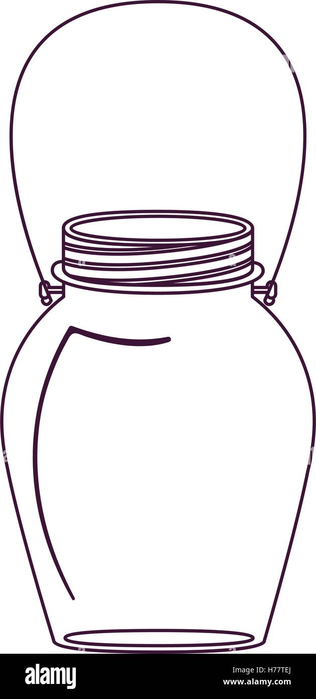 silhouette glass jar decorative with handle vector illustration Stock