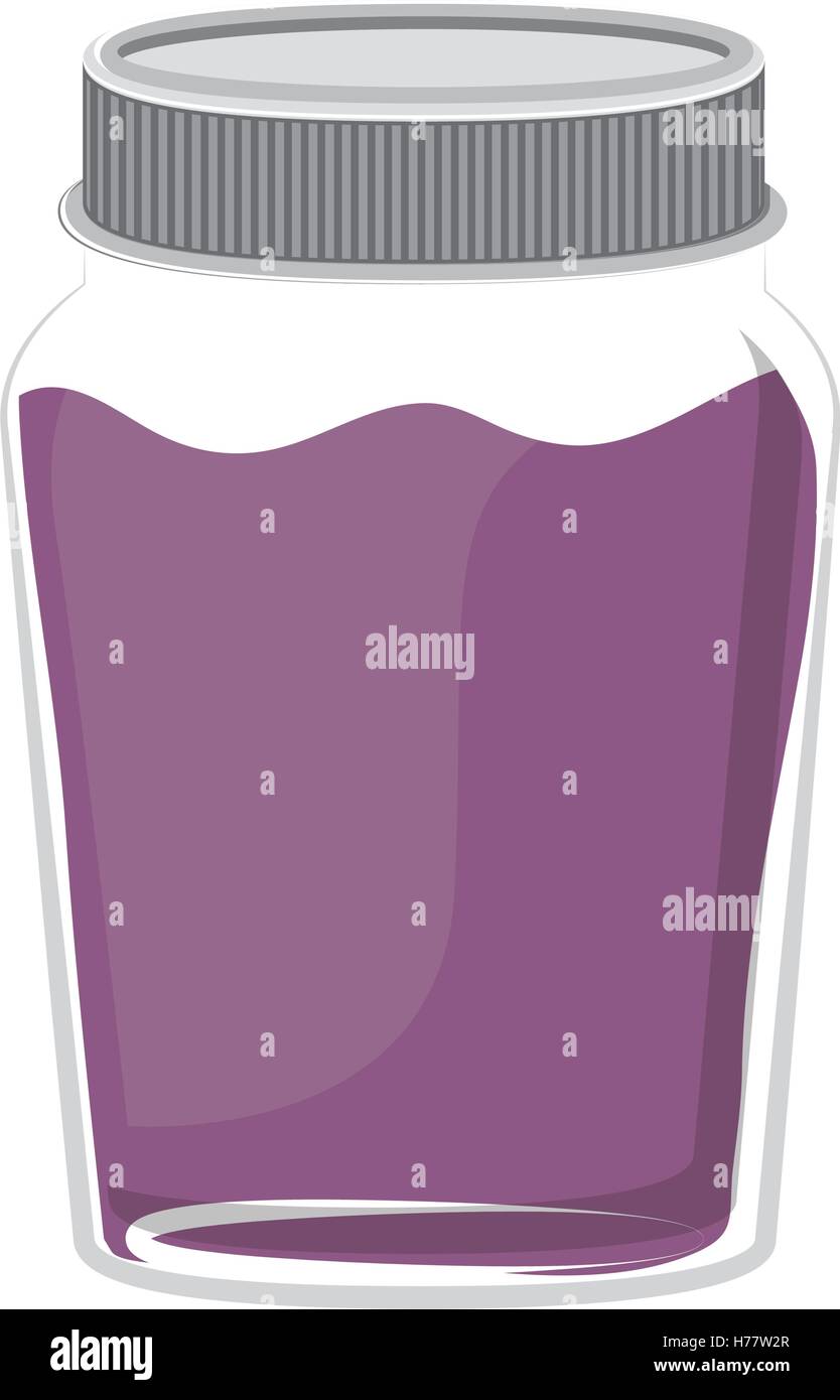 silhouette jar of purple jam with lid vector illustration Stock Vector