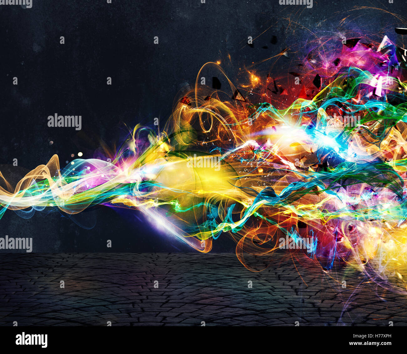 Modern abstract motion banner on dark background Stock Photo