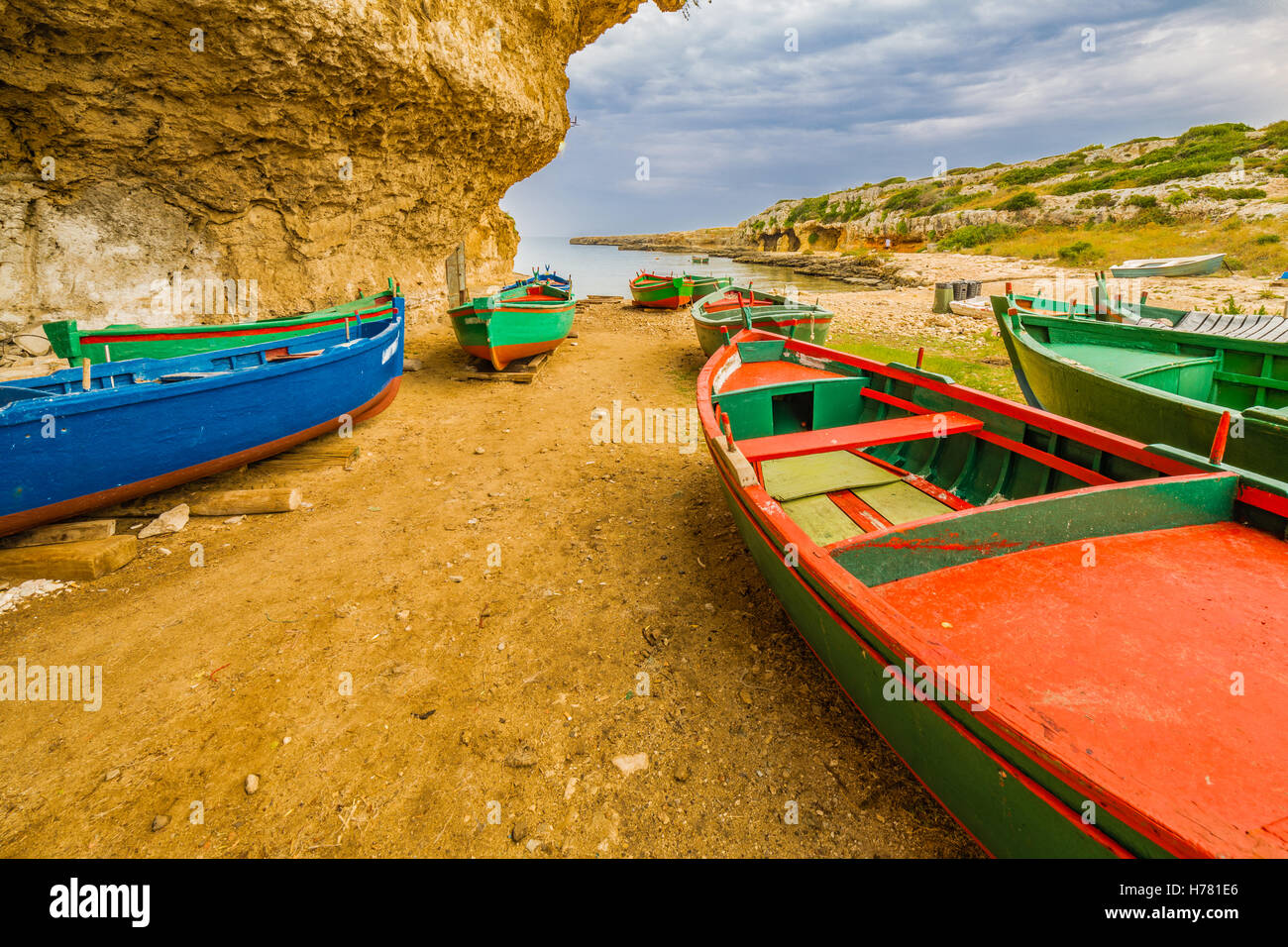 rowing boats on beach in Italy Stock Photo Alamy