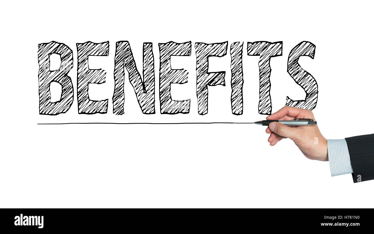 benefits written by hand, hand writing on transparent board, photo