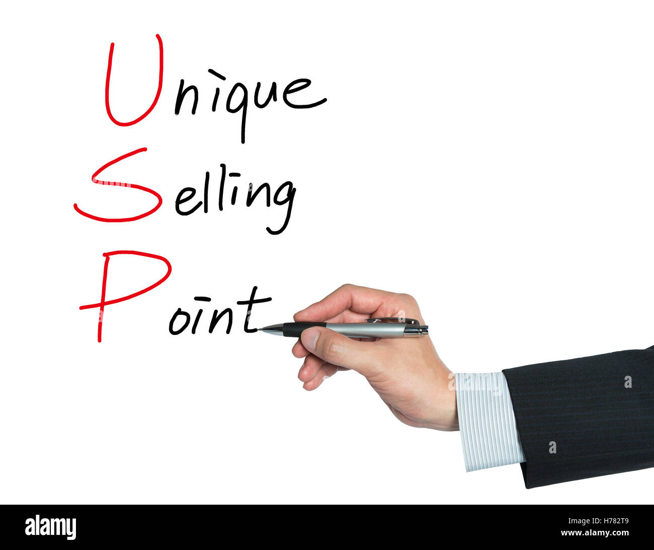 unique selling point drawn by hand, isolated background Stock Photo