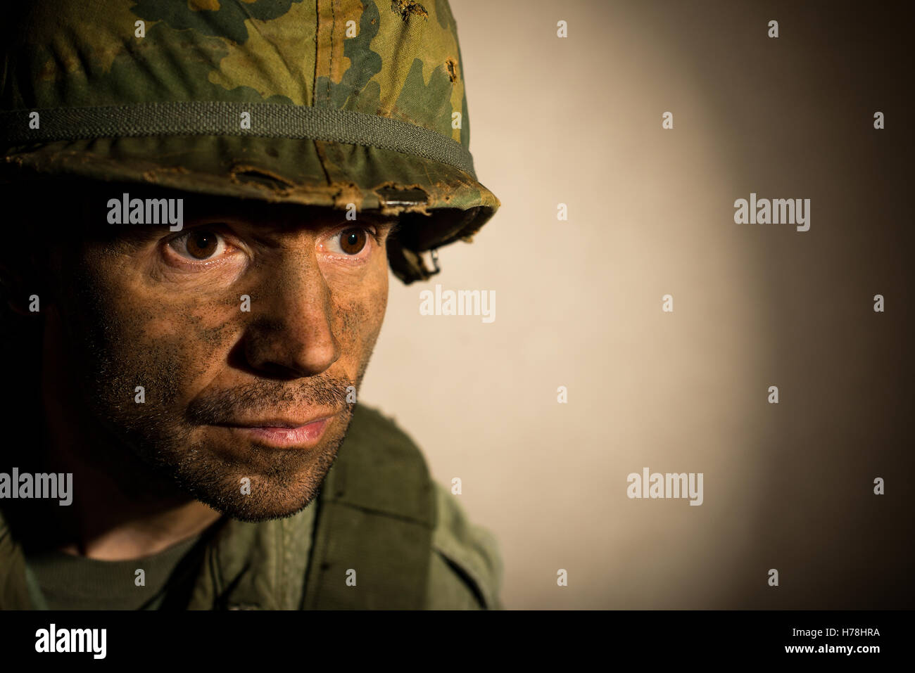 American Soldier (Vietnam War) Suffering With Shell Shock / PTSD Stock  Photo