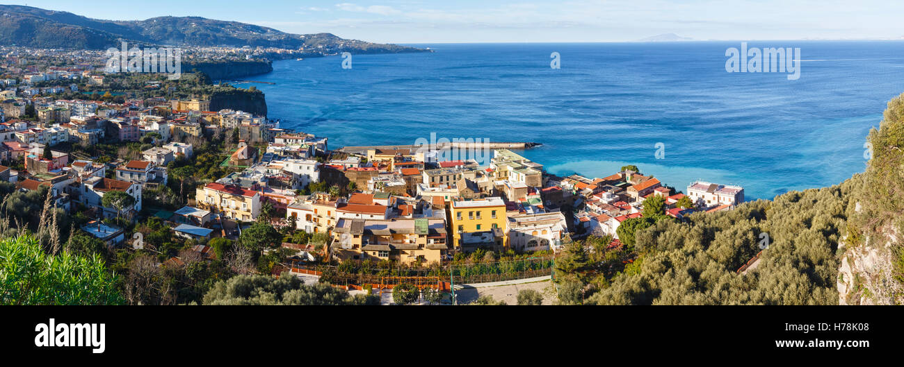 Sorrento town coast view (January). Amalfi coastline panorama, Italy