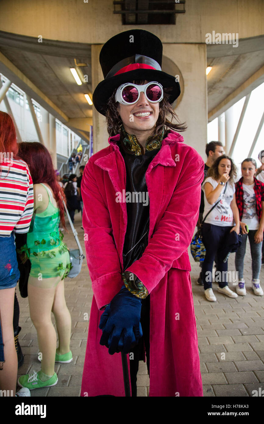 Willy Wonka at the Romics convention, XX Edition, on the Nuova Fiera Di  Roma, Via Portuense, Rome. Where: Rome, Italy When: 01 Oct 2016 Credit:  IPA/WENN.com **Only available for publication in UK