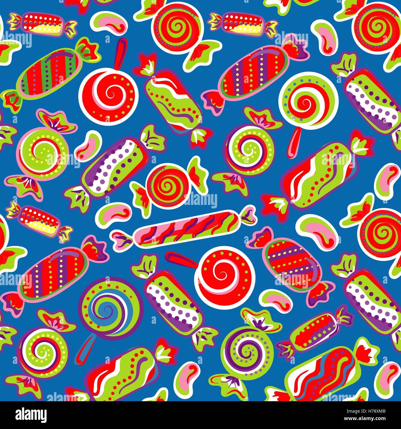 Seamless pattern vector background with lollipops and candies. Vector ...