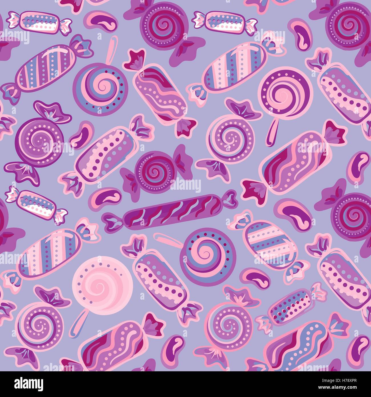 Seamless pattern vector background with lollipops and candies. Vector ...