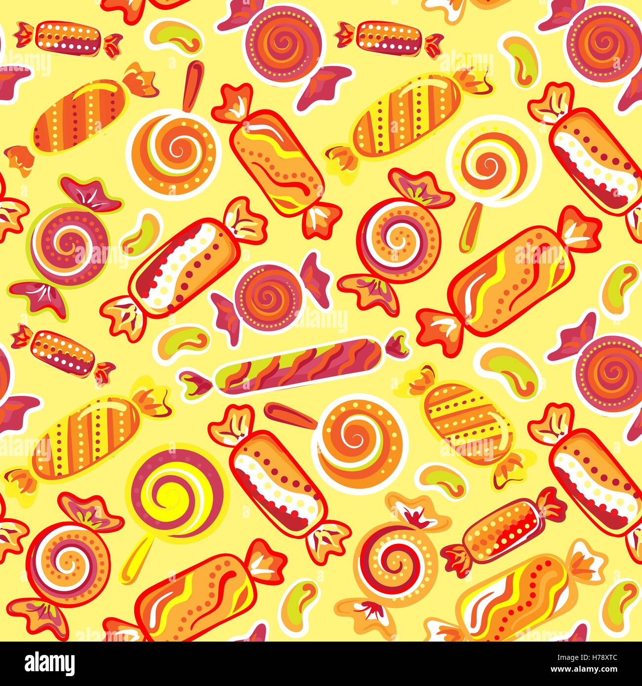 Seamless pattern vector background with lollipops and candies. Vector ...