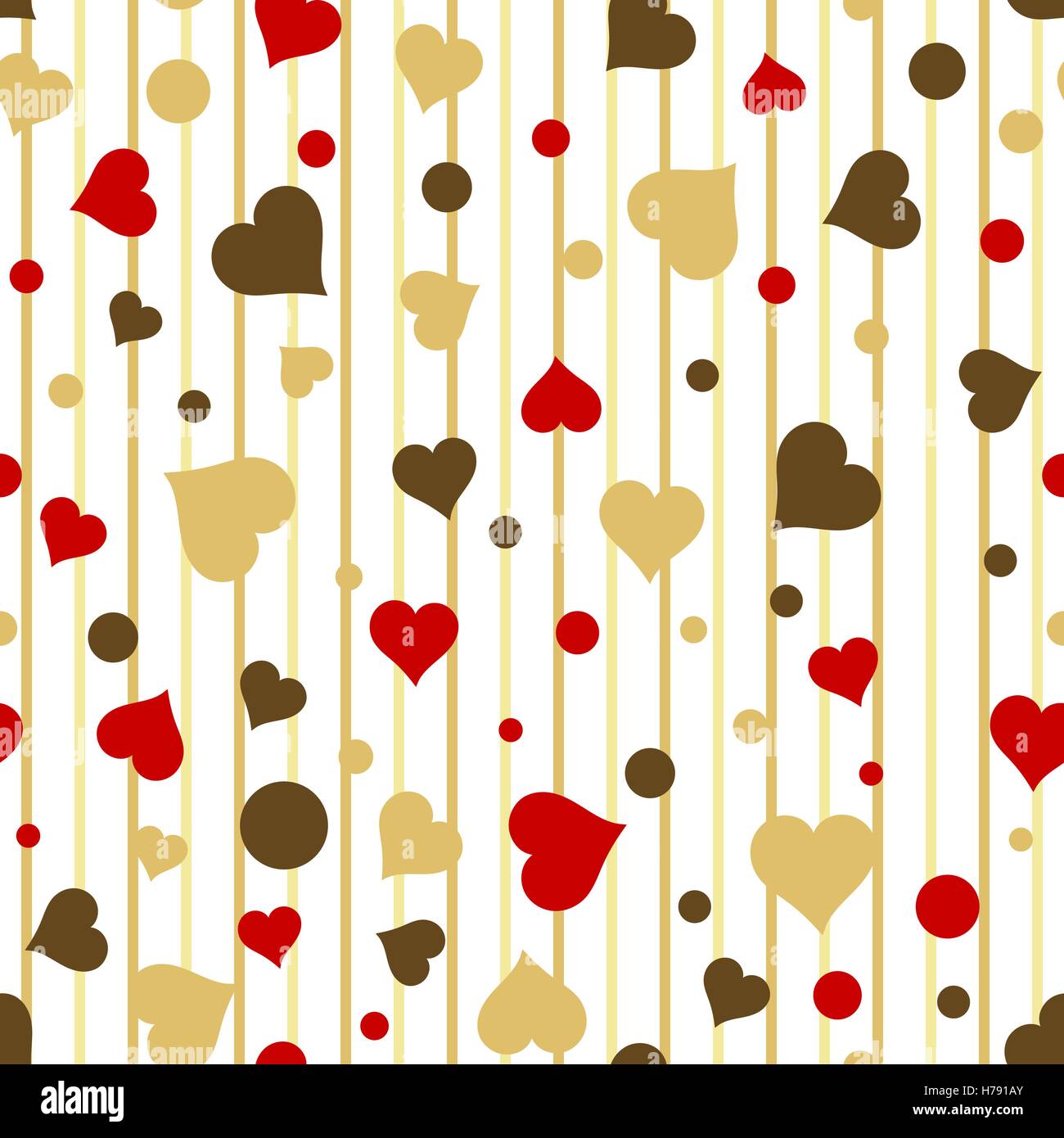 Seamless vintage love red and gold heart background in white. Great for baby announcement